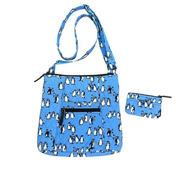 Vera Bradley Handbags - Vera Bradley Playful Penguins Light Blue Crossbody Shoulder Bag w/ Coin Holder